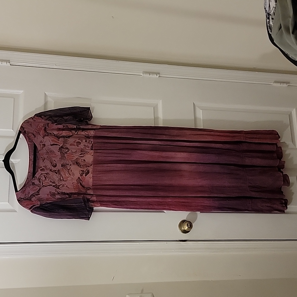 URU Onsize Plum Floral Hand Dyed Dress